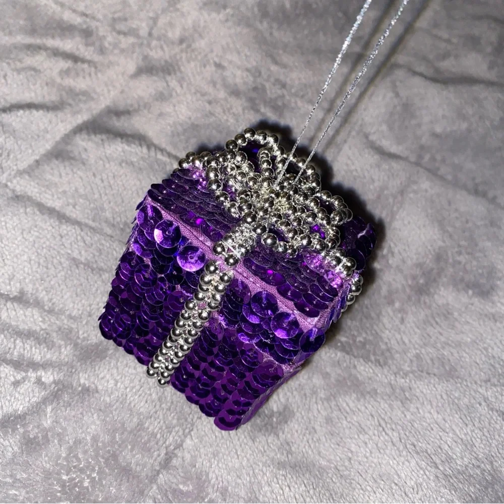 Purple Sequin‎ Jewelry Ring  Box / Christmas ornament